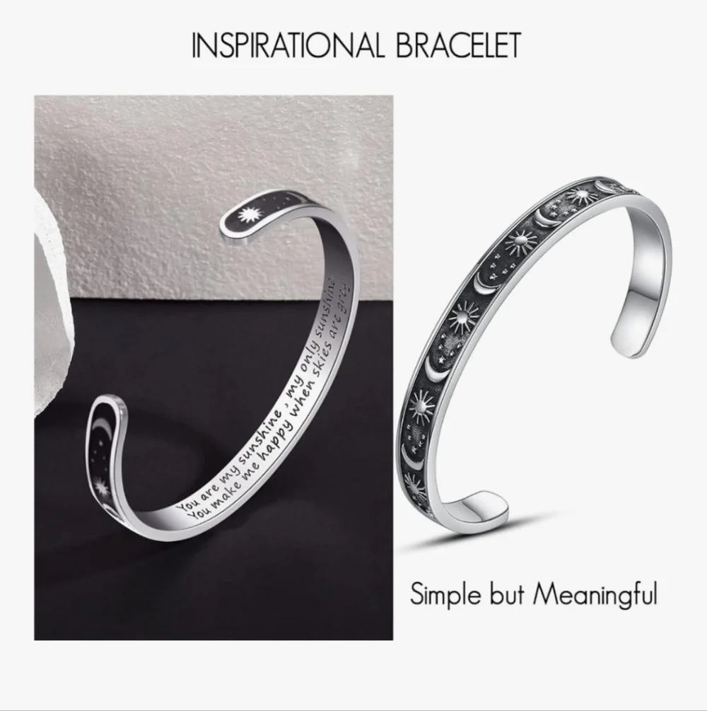 Silver Sun and Moon Cuff Bracelet